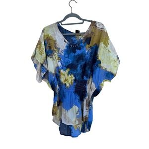Calvin Klein Kimono Tunic Blouse, Abstract Print, Petite Lg